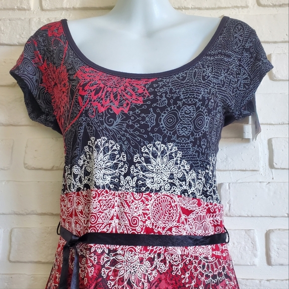 NWT Desigual Myrcella Short Sleeve Lace Dress Red, Black Size Medium - Picture 10 of 12